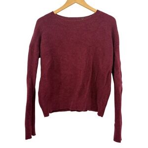 Theory Merino Wool Cashmere Sweater S Burgundy Knit Minimalist Quiet Luxury